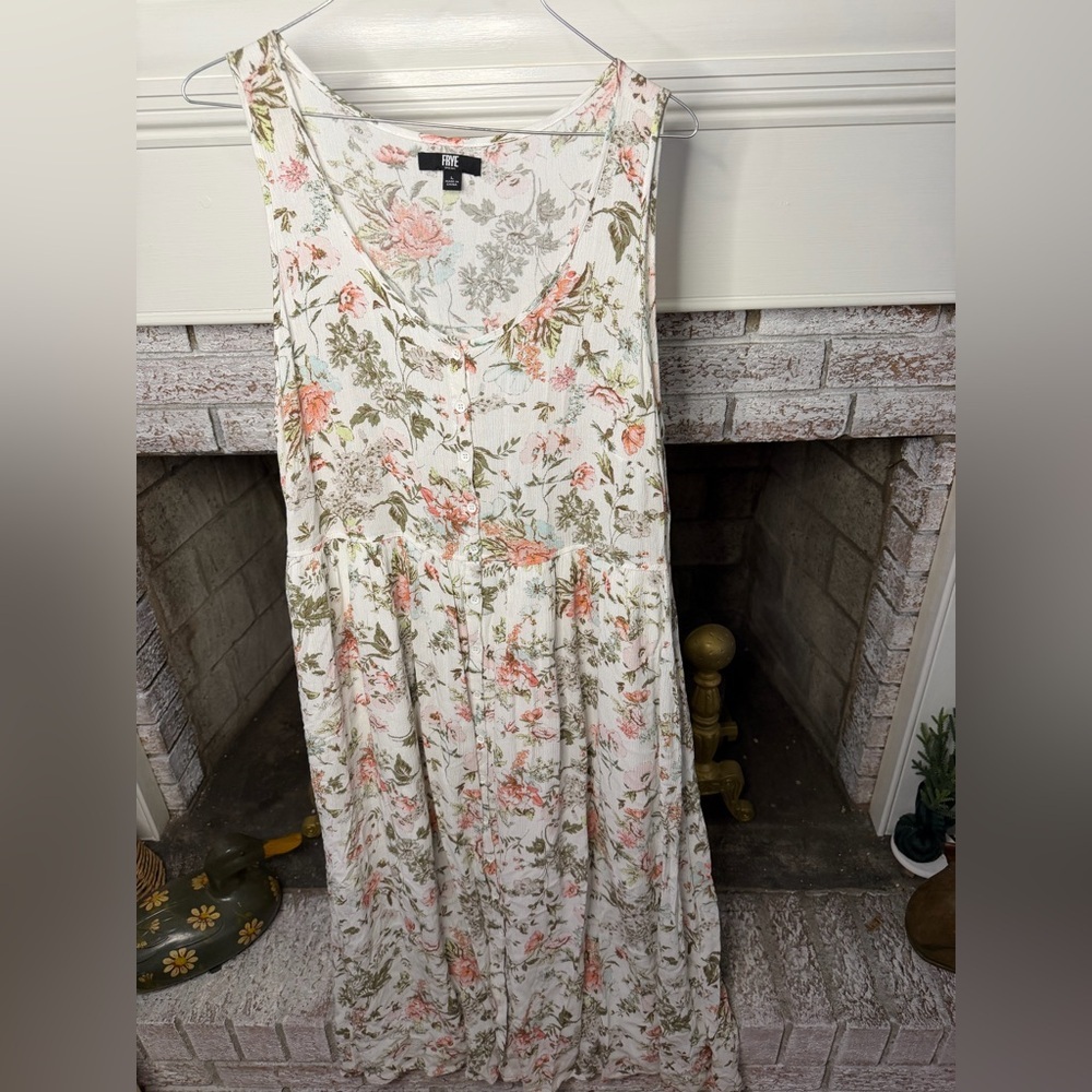 Frye Floral Maxi Dress in Cream and Pink - Picture 1 of 3